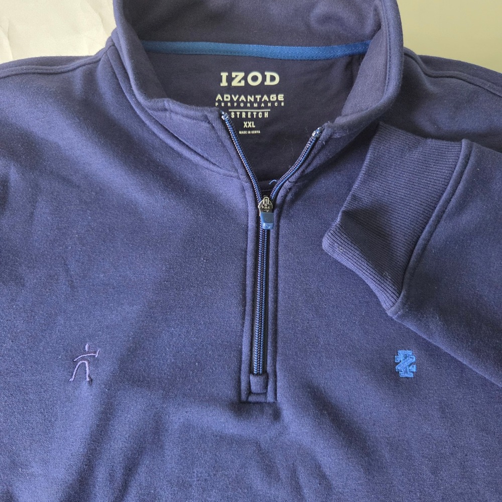 IZOD Advantage Performance Men XXL Navy Quarter Zip Stretch Pullover Sweatshirt